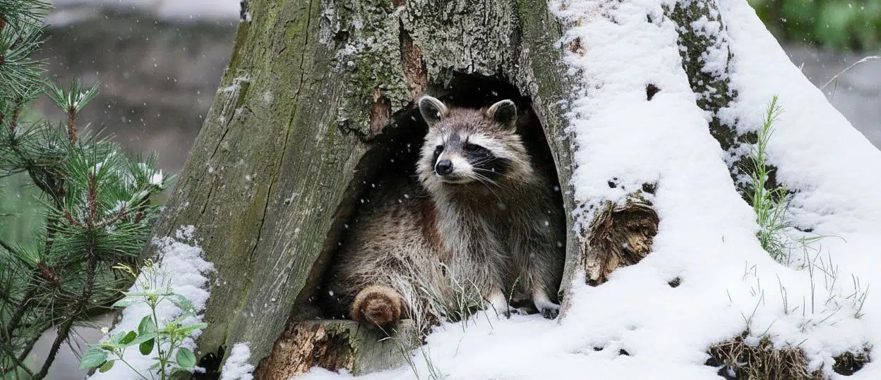 Finding a raccoon den in winter raccoon den in winter
