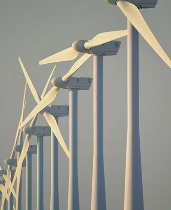 Image of wind turbines in a row